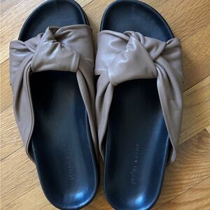 Jenni Kayne Taupe Leather Knotted Sandals size 41